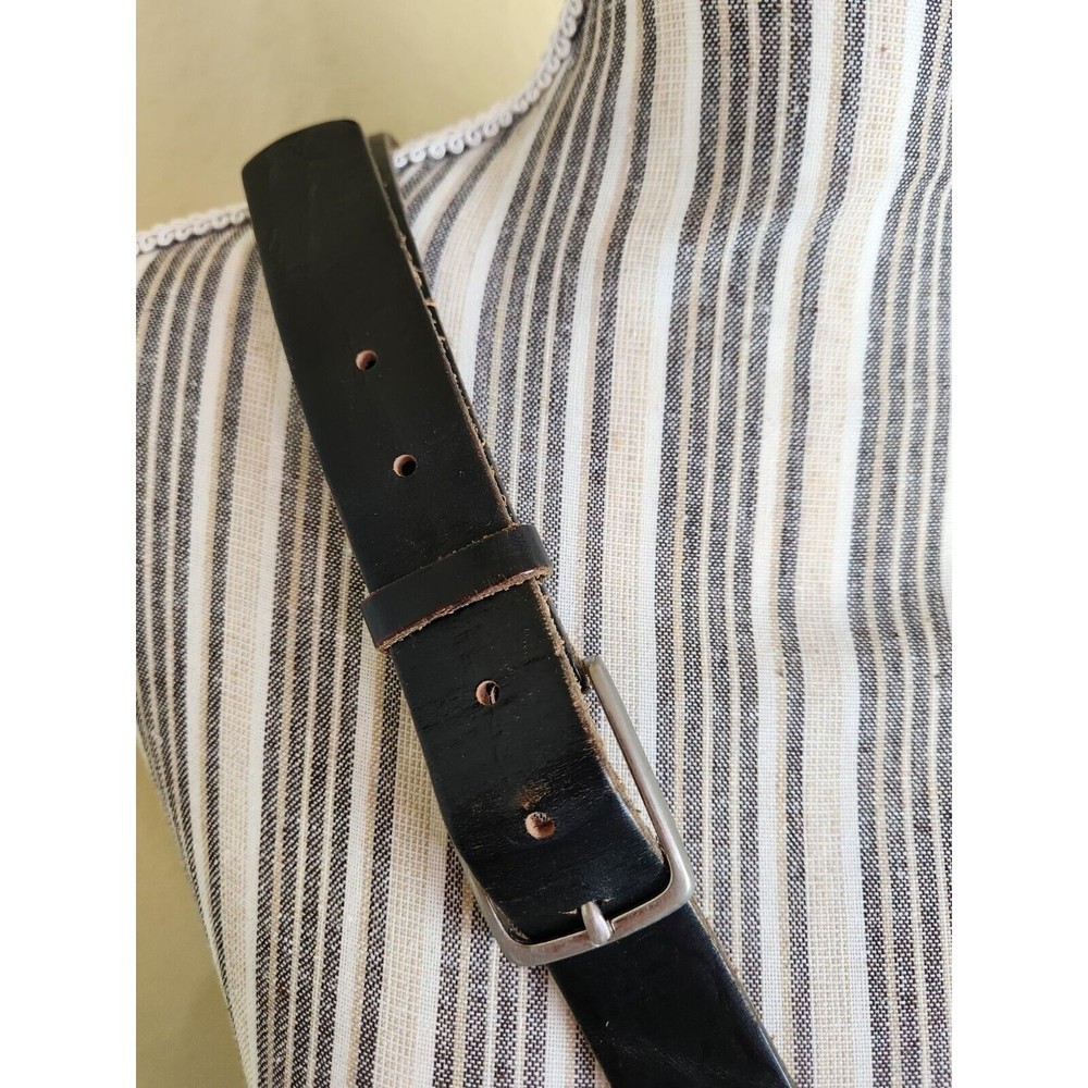 Cowhide Belt Size 42 Silver Hardware Adjustable Genuine Leather Black Brown 1in